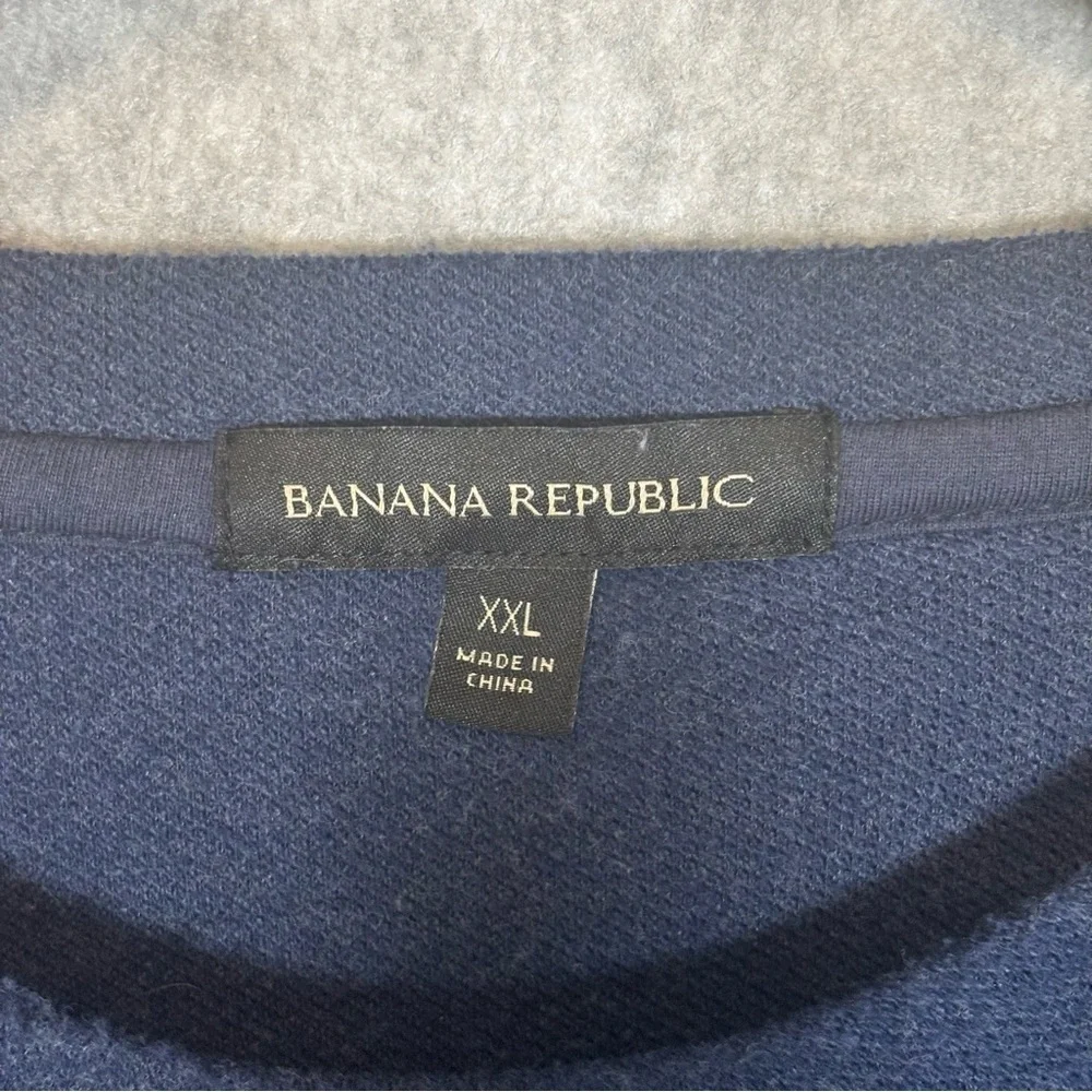 Banana Republic Waffle Crew Pullover Sweater-Blue-Men Size XXL
